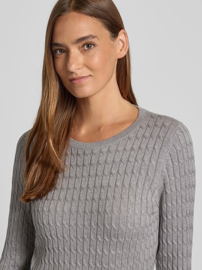 Christian Berg Woman Strickpullover mit Zopfmuster Mittelgrau Melange 3