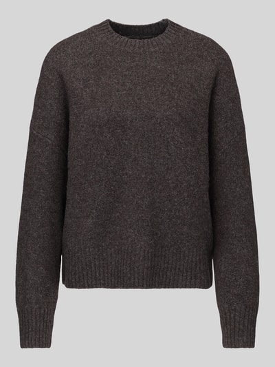 Produktfoto, donkerbruine oversized pullover met wol model 'BOOM' van VERO MODA, Dames pullover, grofgebreide textuur