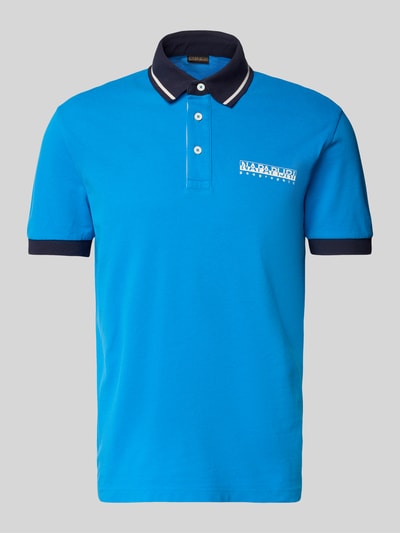 Napapijri Slim fit poloshirt met labelprint Koningsblauw - 2