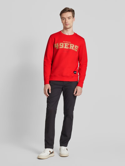 BOSS Orange Sweatshirt met labelpatch, model 'NFL' Lichtrood - 1