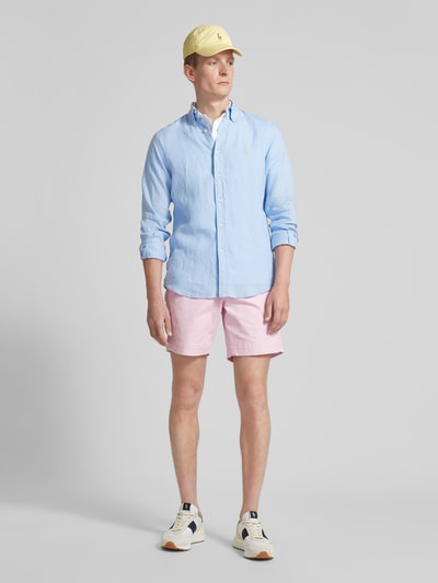 Polo Ralph Lauren Custom Fit Leinenhemd mit Label-Stitching Bleu 1
