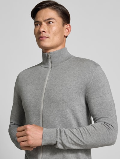 SELECTED HOMME Regular fit gebreid jack van puur katoen, model 'BERG' Middengrijs - 3