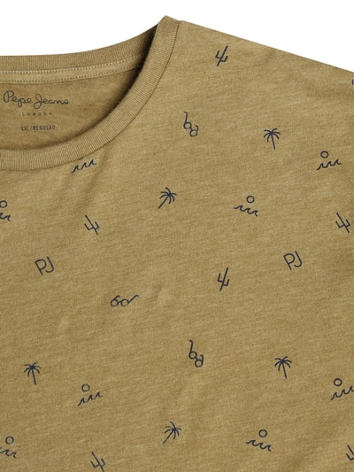 Pepe Jeans T-Shirt mit Allover-Muster Modell 'Lynch' Oliv Melange 2