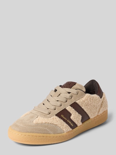 Produktfoto, Sneaker aus Leder-Textil-Mix Modell 'COURT W 5' von Marc O'Polo, beige-braune Töne, weiche und glatte Texturen, Damen Sneaker von Marc O'Polo