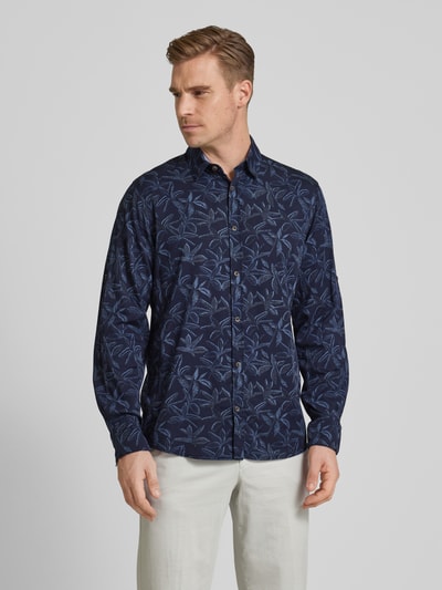 Tom Tailor Regular fit vrijetijdsoverhemd met all-over motief Marineblauw - 4