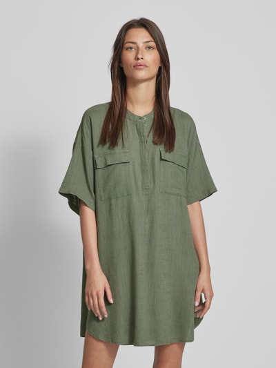 Vero Moda Knielange overhemdjurk met borstzakken, model 'LINE' Rietgroen - 4