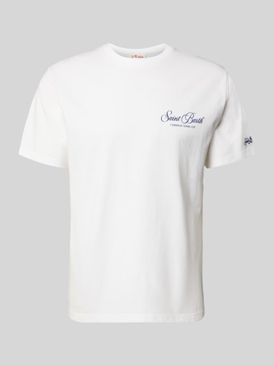 Produktfoto, weißes T-Shirt mit Label-Prints Modell 'PORTLAND' von MC2 Saint Barth aus Baumwolle, Regular Fit, Rundhalsausschnitt, schlichte Oberfläche