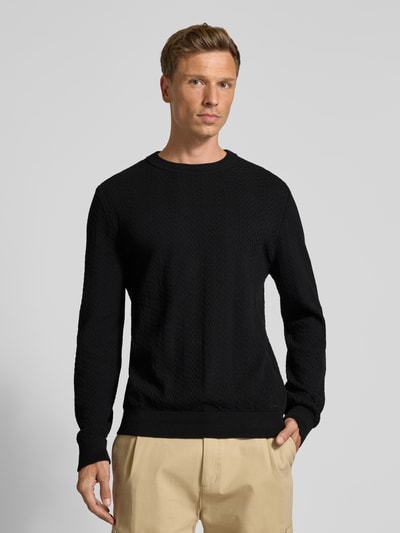 HUGO Regular Fit Strickpullover aus reiner Baumwolle Modell 'SIMO' Black 4