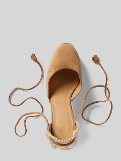 Castañer Buty na koturnie z mieszanki skóry model ‘CARINA’ Camel 3