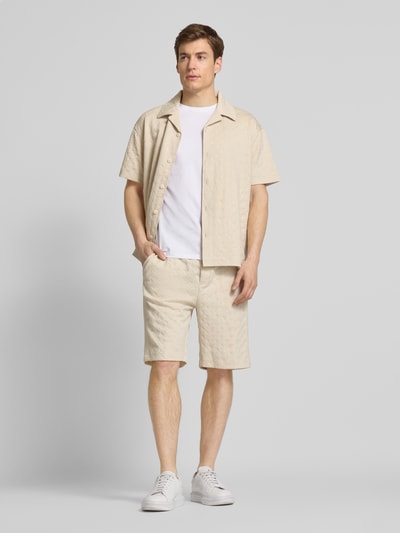 JOOP! Collection Regular Fit Sweatshorts mit Strukurmuster Modell 'Barlas' Beige 1