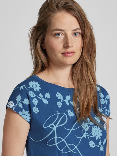 Lauren Ralph Lauren T-shirt met bloemenmotief, model 'GRIETA' Jeansblauw - 3