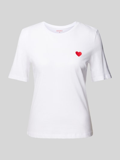 Montego T-shirt met motiefstitching Wit - 2