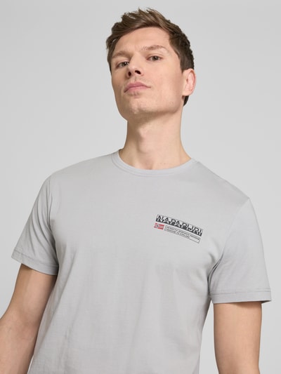 Napapijri T-shirt met labelprint, model 'KASBA' Steengrijs - 3