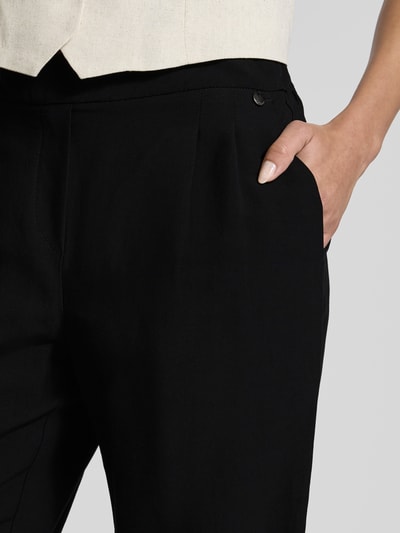 Stehmann Wide Leg Stoffhose aus Viskose-Leinen-Mix Modell 'Alexandria' Black 3