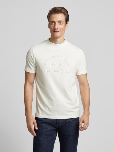 Karl Lagerfeld T-Shirt mit Label-Stitching Offwhite 4