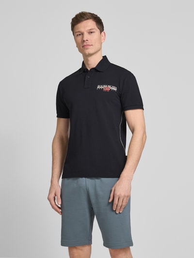 Napapijri Slim Fit Poloshirt mit Label-Print Modell 'AYLMER' Black 4