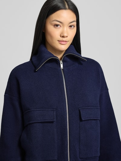Armedangels Oversized lange jas met wol, model 'JOANIAAS' Marineblauw - 3