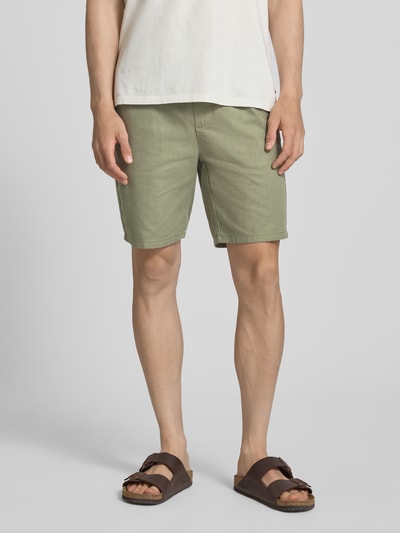 ONLY & SONS Regular Fit Shorts aus Baumwoll-Leinen-Mix Modell 'LINUS' Gruen 4