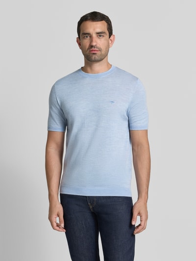 Fynch-Hatton T-Shirt mit Rundhalsausschnitt und Label-Stitching Hellblau 4