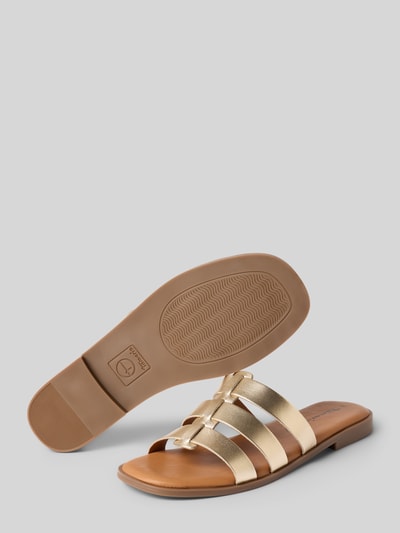 Tamaris Pantoletten aus echtem Leder Gold 4