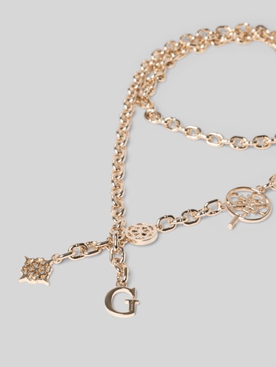 Produktfoto, Gürtel in Ketten-Optik Modell 'Maxine' von GUESS, goldfarben, glänzende Textur, mit Logo-Detail und Logo-Prägung, 1 cm breit
