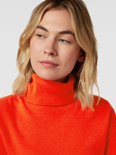 Fynch-Hatton Rollkragenpullover aus Kaschmir mit Rollsäumen Dunkelorange 3