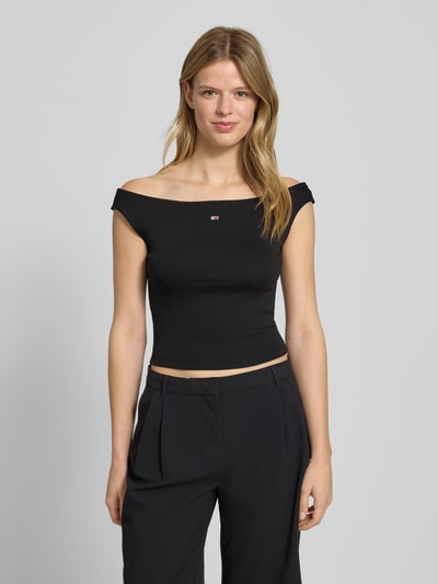 Tommy Jeans Slim fit top van katoenmix Zwart - 4