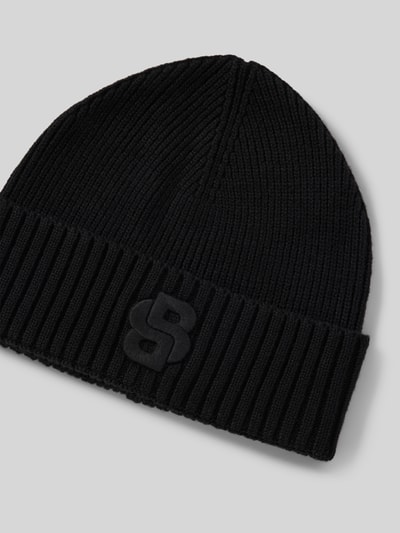 BOSS Beanie met labelstitching, model 'Edo' Zwart - 2