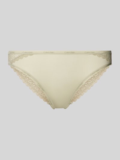 Calvin Klein Underwear String met kant en elastische band Rietgroen - 1