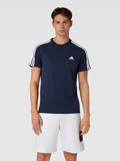 ADIDAS SPORTSWEAR T-shirt z paskami w kontrastowym kolorze Granatowy 4