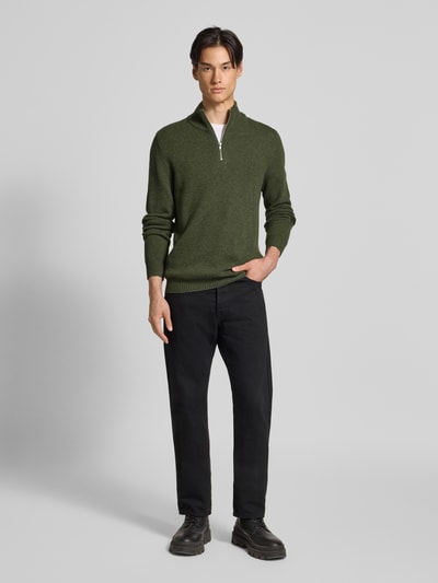 MCNEAL Strickpullover aus Lammwolle Dunkelgruen Melange 1