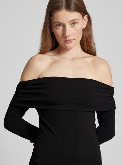 Only Knielange off shoulder-jurk in effen design Zwart - 3