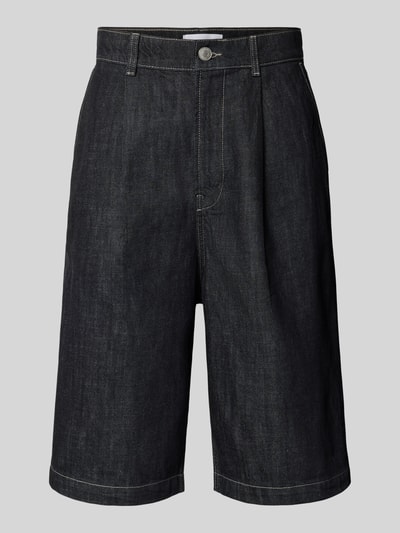 Produktfoto, Extra Baggy Fit bermudy model LLOYD od Jack & Jones z czarnej bawełny, wpuszczane kieszenie, szerokość w rozmiarze M: 41 cm, długość wewnętrzna nogawki w rozmiarze M: 30 cm