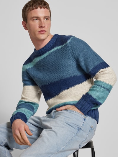 Blend Strickpullover mit Strukturmuster Marine 3