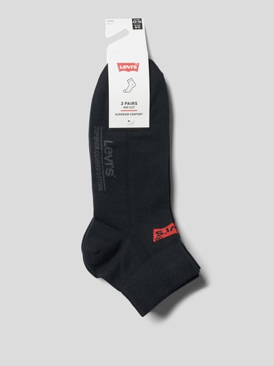 Levi's® Sneakersocken mit Label-Print im 3er-Pack Modell 'LOW CUT' Black 3