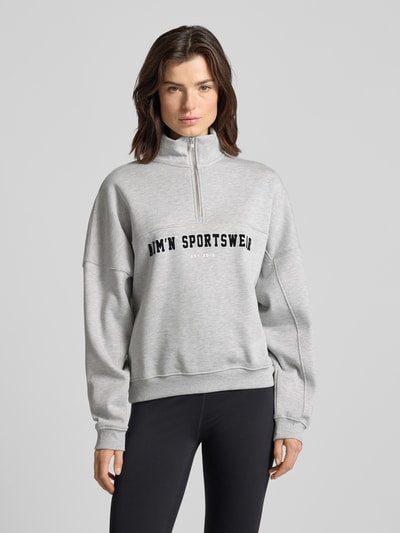 AIMN Sweatshirt met labelstitching, model 'Varsity' Lichtgrijs gemêleerd - 4