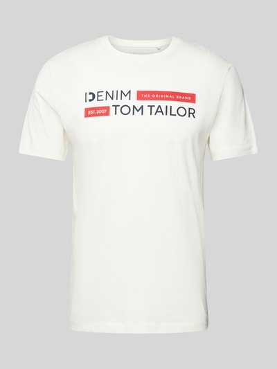 Tom Tailor Denim T-Shirt mit Label-Print Modell 'Type H' Offwhite 2