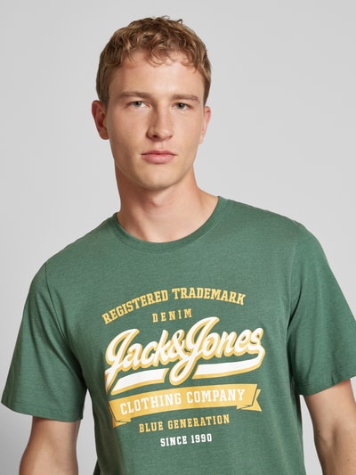 Jack & Jones T-Shirt mit Label-Print Dunkelgruen Melange 3