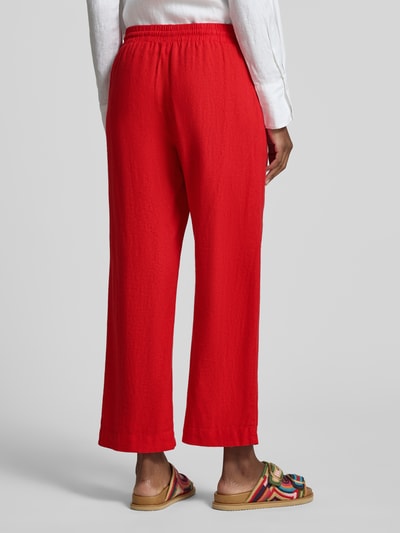 FREE/QUENT Wide Leg Pants aus Leinen-Mix mit elastischem Bund Modell 'Lava' Rot 5