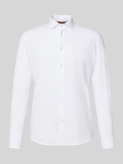 Productfoto, wit Slim Fit Business-Hemd met knoopsluiting van CRUNA, materiaal-mix met stretch, haai-kraag, lange mouw.
