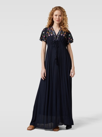 YAS Maxikleid aus Viskose mit Stickerei Modell 'SCHELLA' Bleu 4