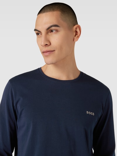 BOSS Shirt met lange mouwen en labelstitching, model 'Mix&Match' Donkerblauw - 3