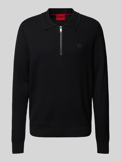 HUGO Regular Fit Poloshirt mit Strukturmuster Modell 'Sastoon' Black 2