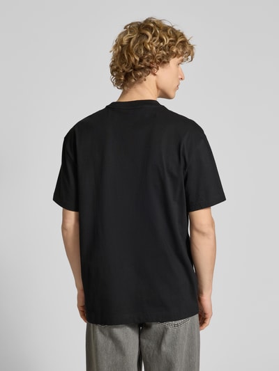 WEEKDAY Oversized T-shirt met geribde ronde hals Zwart - 5