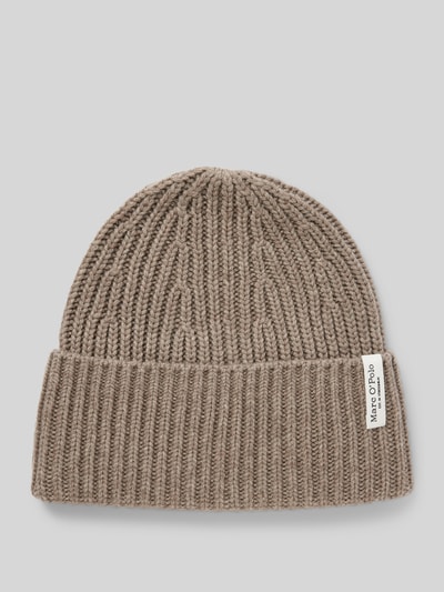 Marc O'Polo Beanie aus hochwertigem Schurwoll-Kaschmir-Mix mit geripptem Umschlag Taupe Melange 1