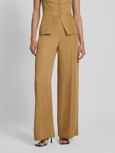 Jake*s Cocktail Flared stoffen broek met persplooien Mosterdgeel - 4