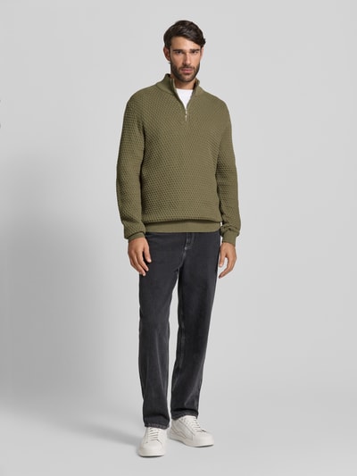 MCNEAL Strickpullover mit gerippten Abschlüssen Oliv 1