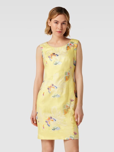 White Label Knielange jurk van linnen met motiefprint Geel - 4