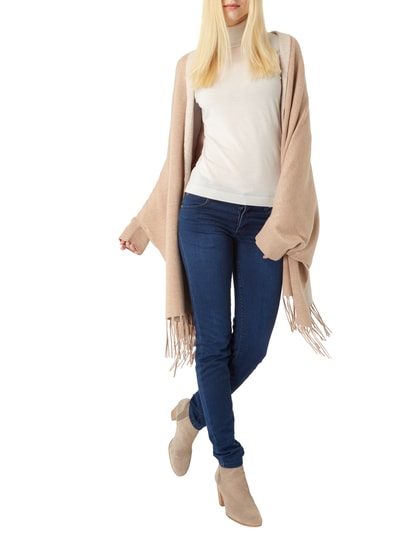 comma Cape mit geknoteten Fransen  Stein meliert 1