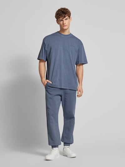 Pegador Oversized T-Shirt mit Label-Stitching Rauchblau 1